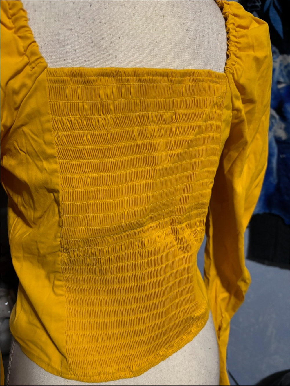 Women’s Levi’s Yellow Puff Sleeve Square Neck Top S - Picture 8 of 11
